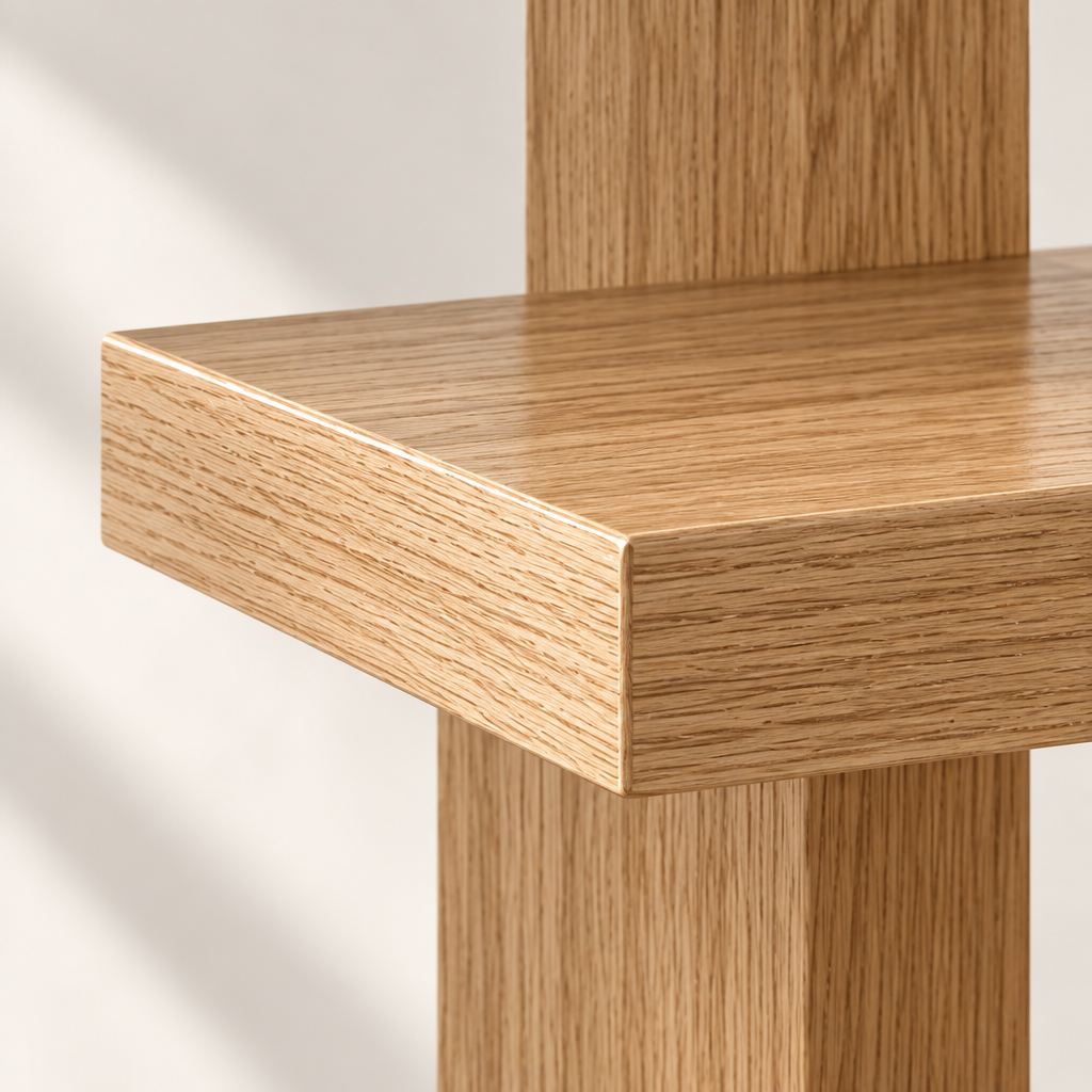 Minimalist wooden geometric bookshelf