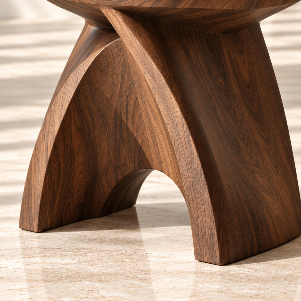 Sculptural Wooden Stool 🪵