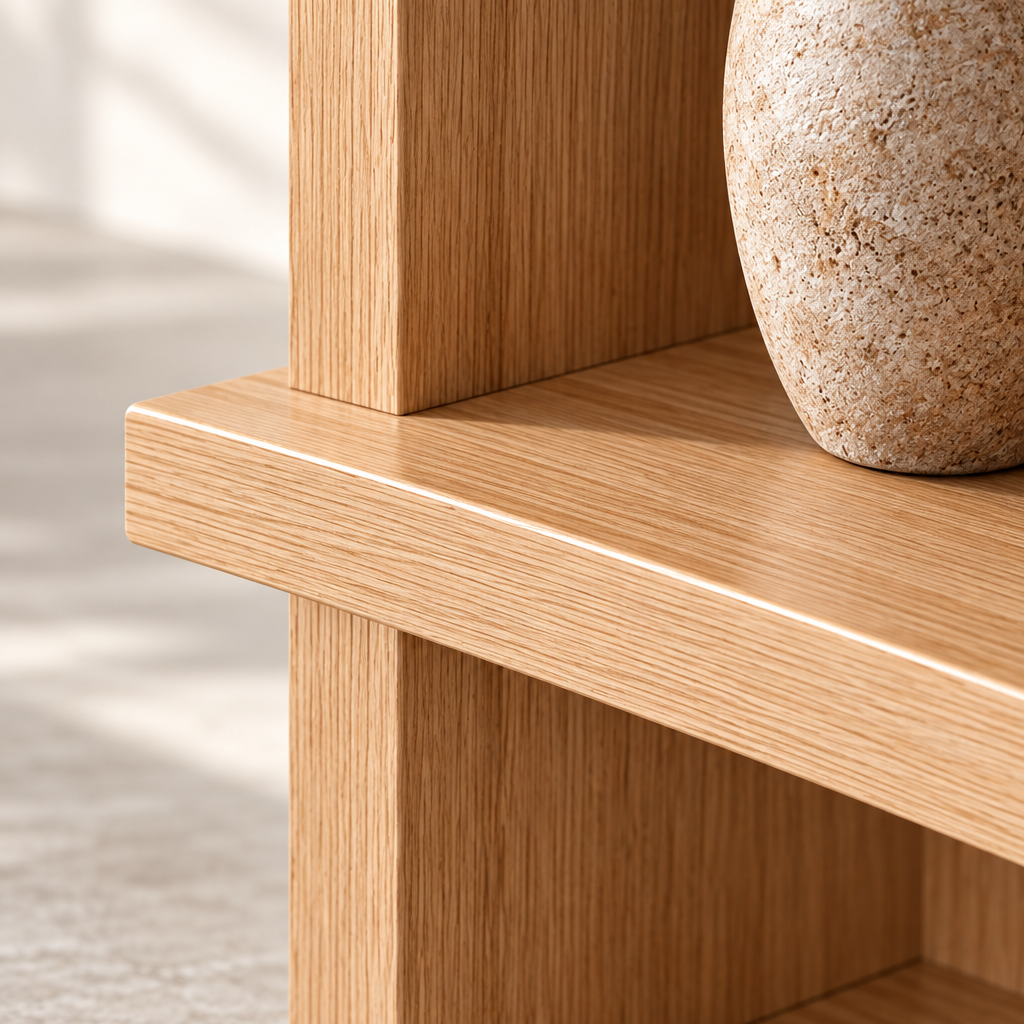 Minimalist wooden geometric bookshelf