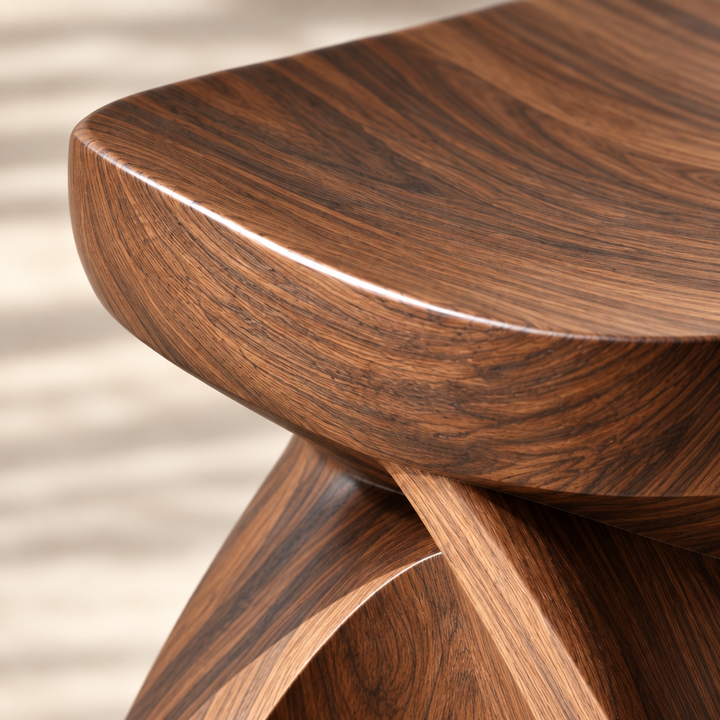 Sculptural Wooden Stool 🪵