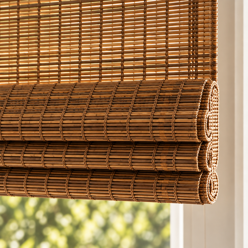 Natural Woven Bamboo Roman Shades
