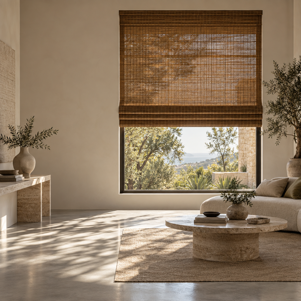 Natural Woven Bamboo Roman Shades