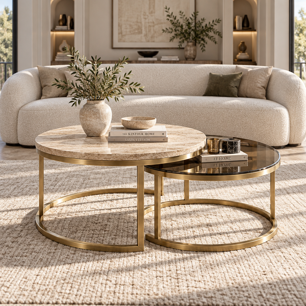 Travertine Nesting Coffee Tables 🪐