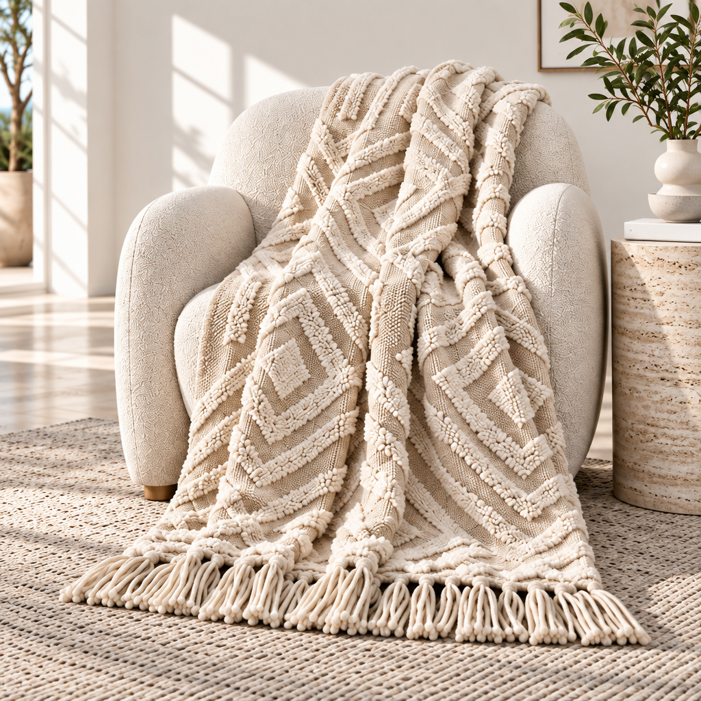 Tufted Boho Throw Blanket